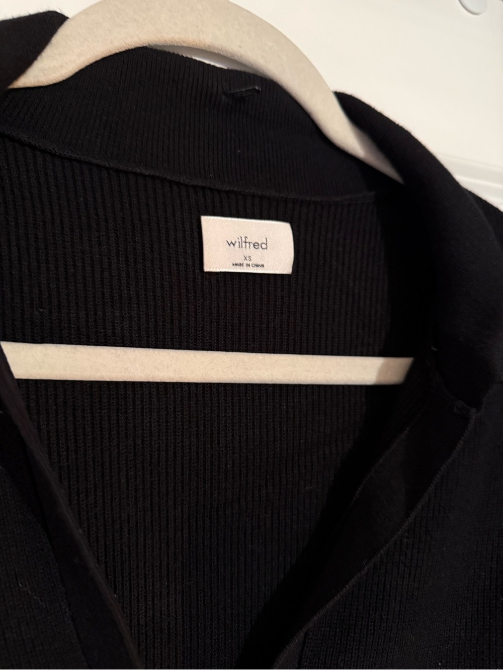 Wilfred Ribbed Button-Front Collared Dress - Black - Picture 2 of 2